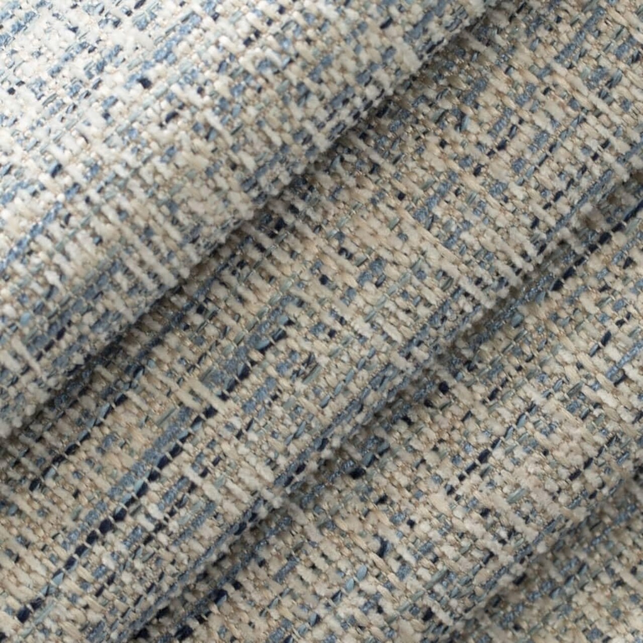 Blue Textured Tweed Upholstery Fabric by The Yard - SKU: Kaiser Indigo